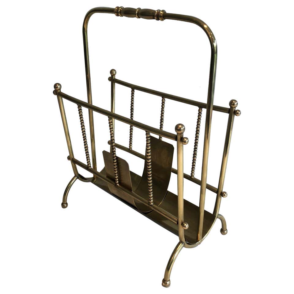 Vintage Baker Furniture Company Magazine Periodical Rack, Brass Casters ...