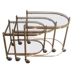 Set of 3 Brass Nesting Drinks Trolleys with Removable Trays by Maison Bagués