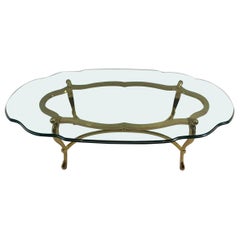 Super Glam LaBarge Laiton & Table basse ovale en verre