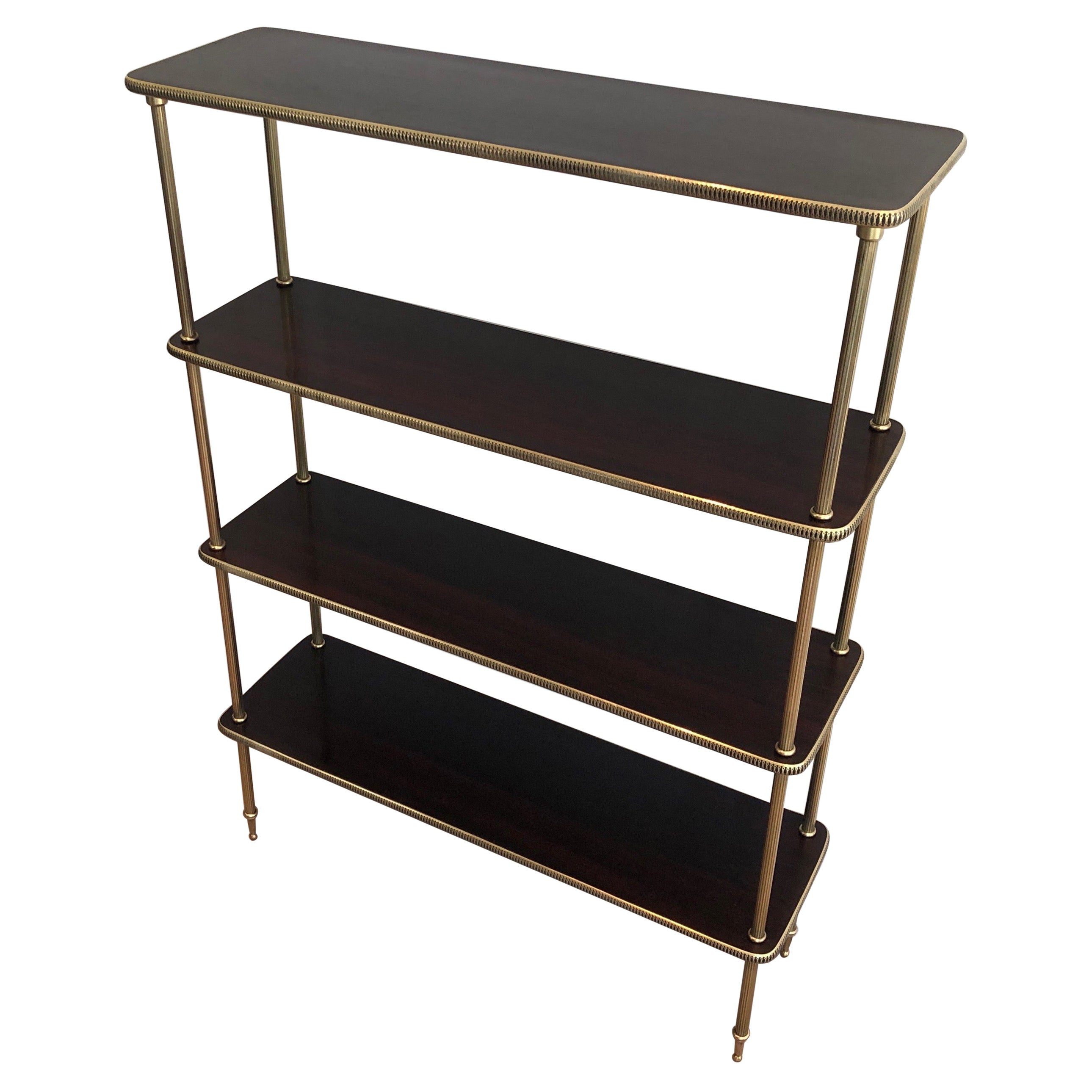 Neoclassical Style Mahogany and Brass Shelves Unit, French, Circa 1940