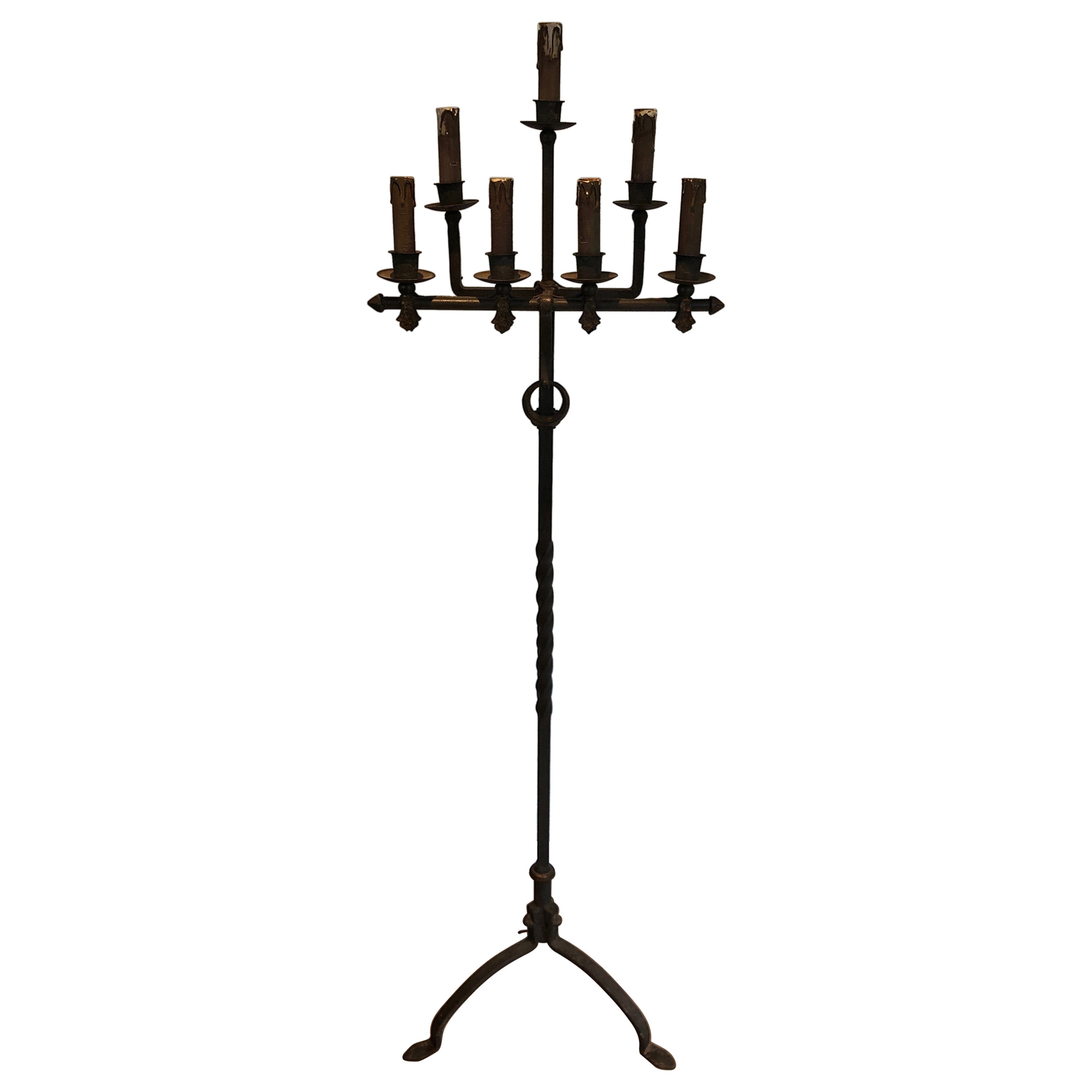 Wrought and Gilt Iron Floor Lamp, French Work, circa 1940