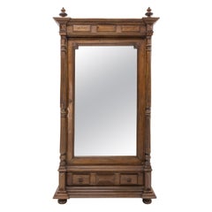 French Armoire Second Empire Mirror Door Cabinet Shelves and Drawer L XIII Style
