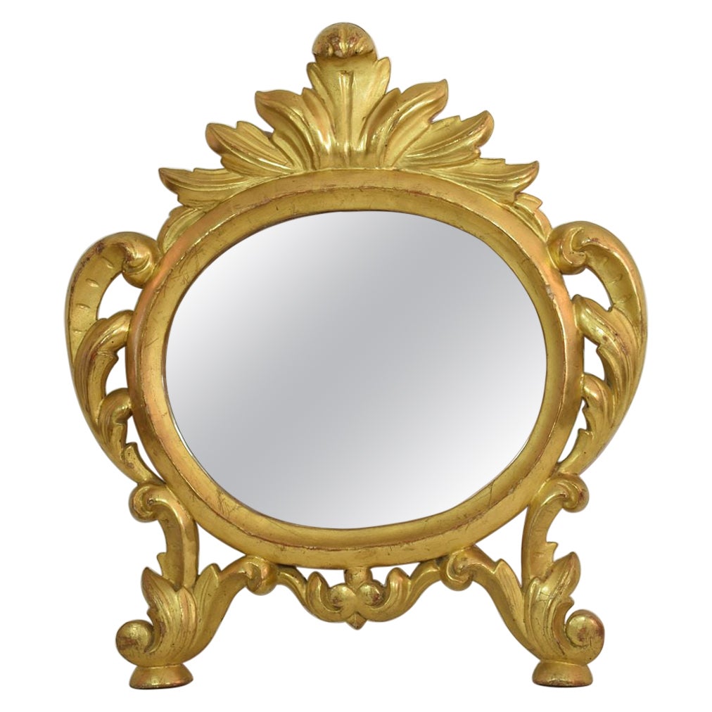 18th Century, Italian Carved Giltwood Baroque Mirror For Sale