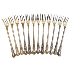 Set of 12 Antique American "Gorham Co" Sterling Silver Cocktail Forks circa 1900