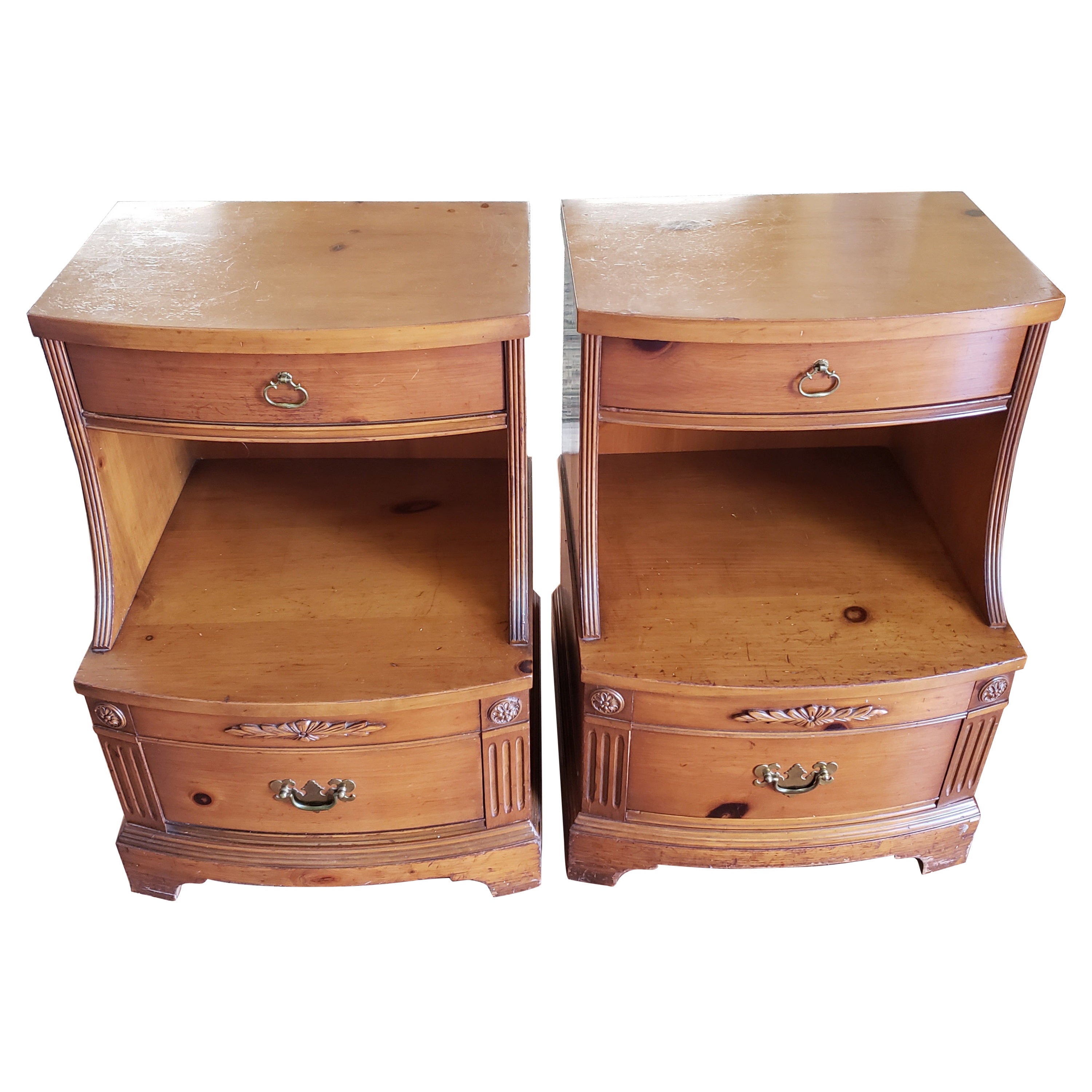 Huntley Furniture 2 drawer Solid Pine Nightstands, Circa 1940s