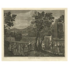 Scarse Original Old Antique Print of a Marriage Procession in Turkey, ca.1730