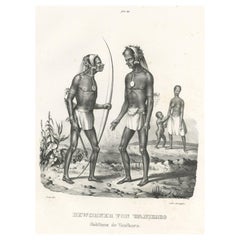 Print of Inhabitants of Vanikoro, Santa Cruz Islands, the Solomon Islands, c1845
