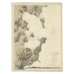 Antique Rare Map of the Bay of St. Vladimir 'Russia' Showing the Route of J. Ward, 1869