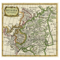 Antique Charming Decorative Miniature Map of Russia, from an Old Pocket Atlas, 1685