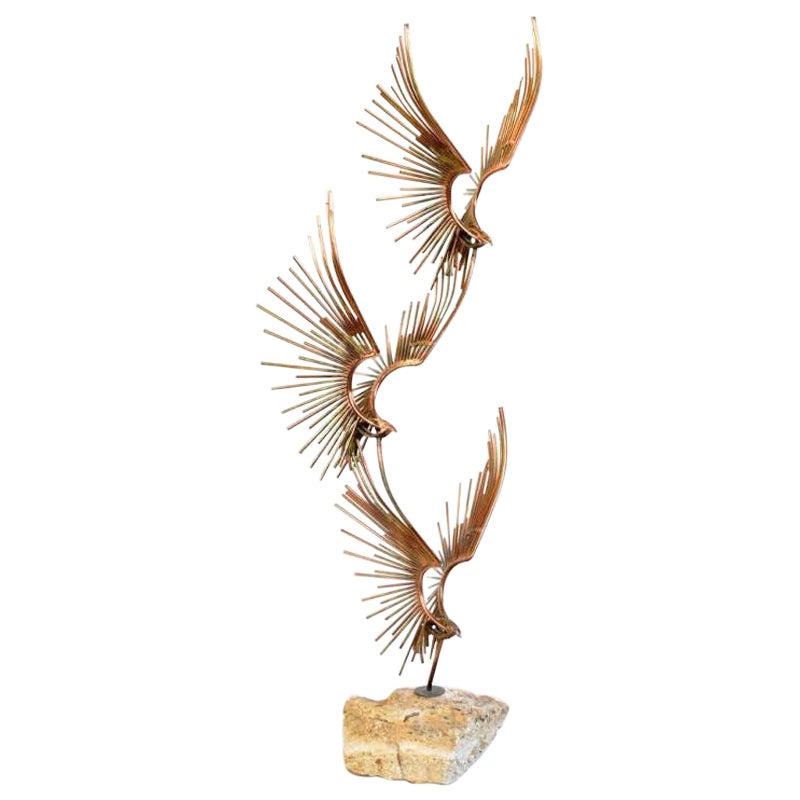 1990s Curtis Jere "Birds in Flight" Signed Metal Sculpture For Sale