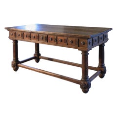 Italian 'Bolognese' Late 16th Century Baroque Walnut Center Table / Desk