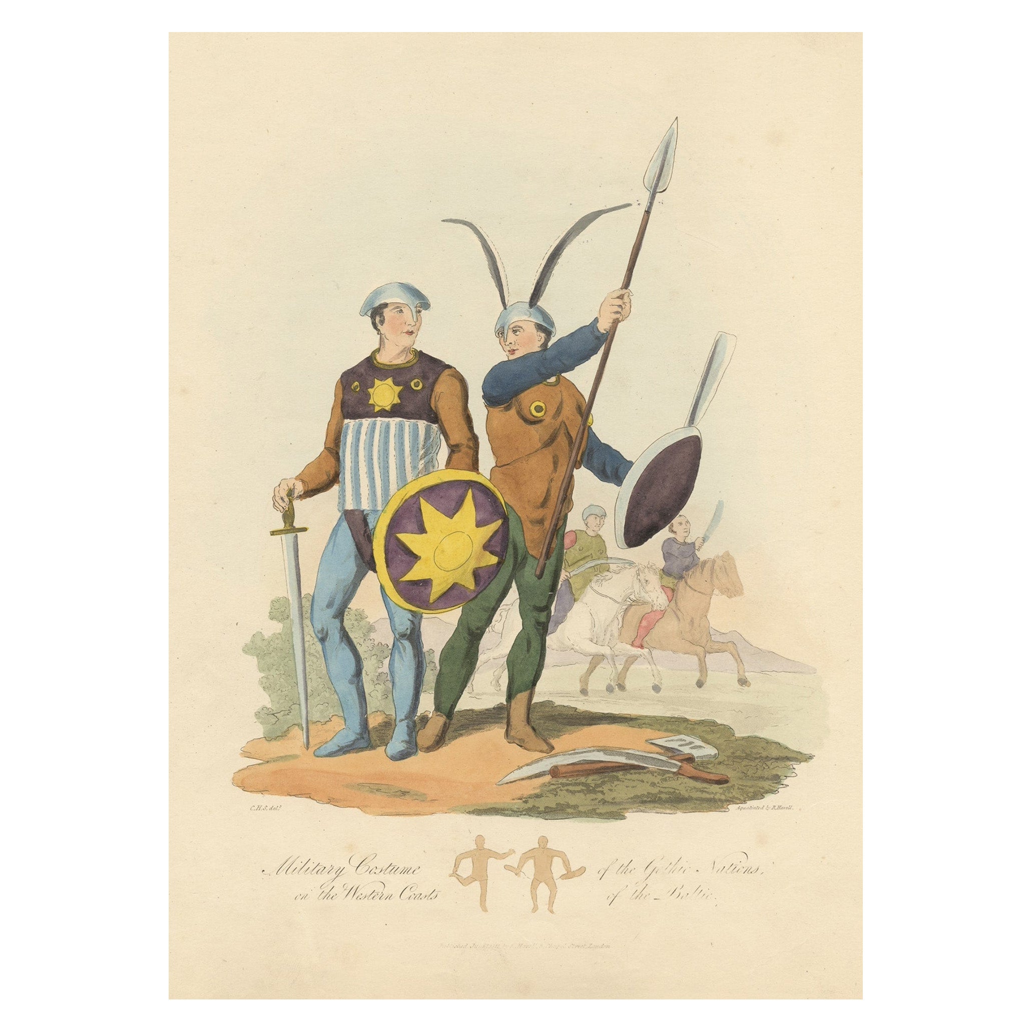 Militärische Kostüme der gotischen Nationen an den westlichen Küsten der Baltischeinseln, 1815