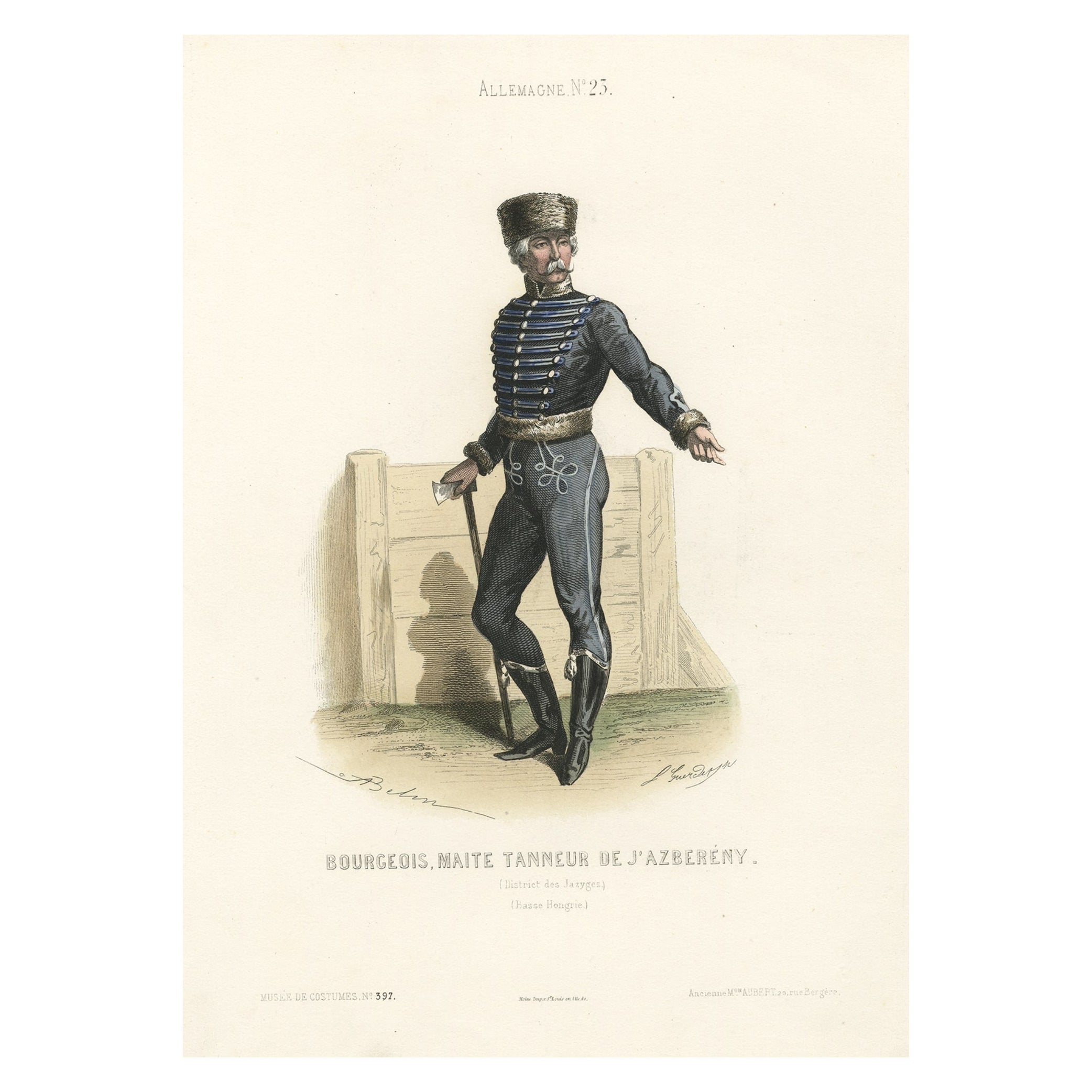 Print Depicting a Bourgeoise in Folk Costume from Jászsági, Lower Hungary, 1850 For Sale