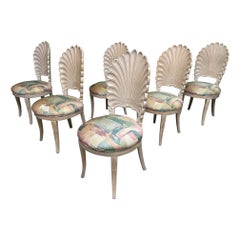 Vintage Venetian Grotto Style Shell Back Dining Chairs, Set of 6