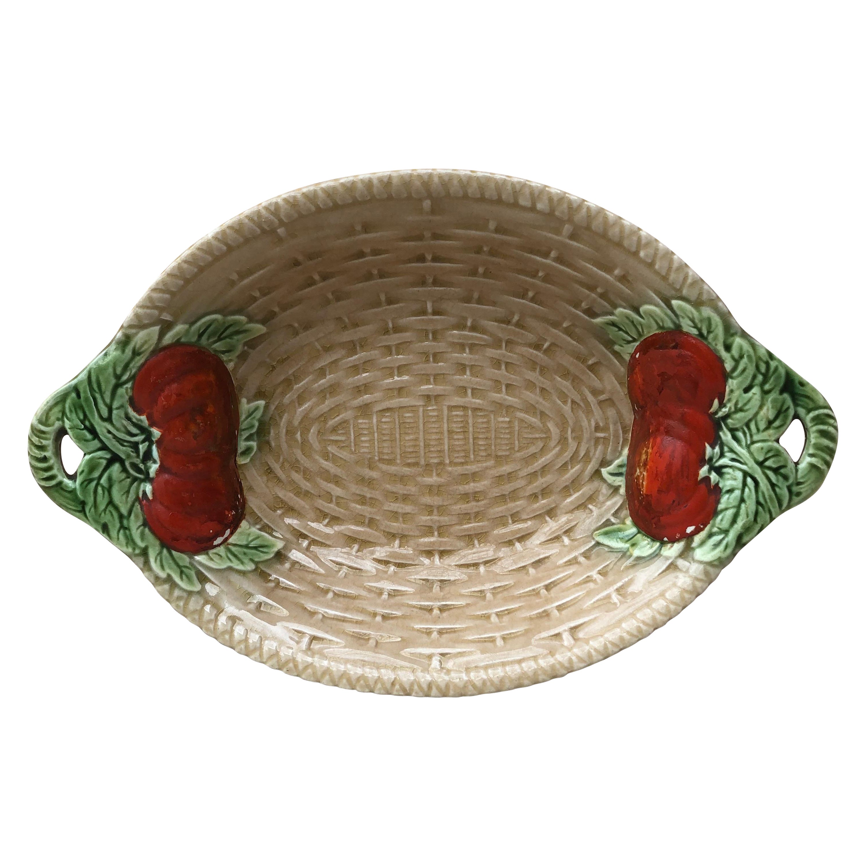 Majolica Platter Bowl with Tomato Sarreguemines, circa 1930 For Sale