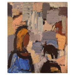 Gösta Falck, Sweden, Oil on Canvas, Abstract Composition, 1960s