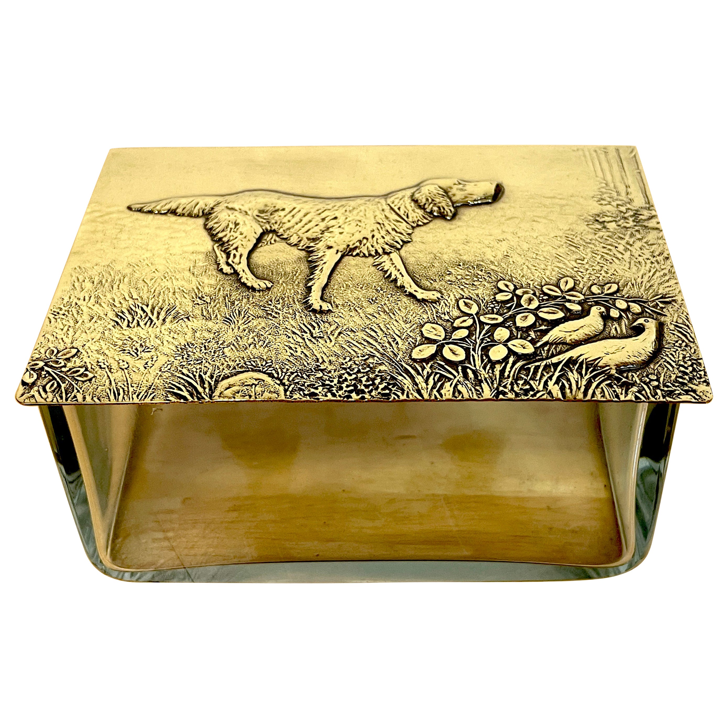 WMF Brass & Crystal Hunting Dog Motif Table Box