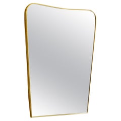 Vintage Curved Wall Brass Mirror, Italy 1950's