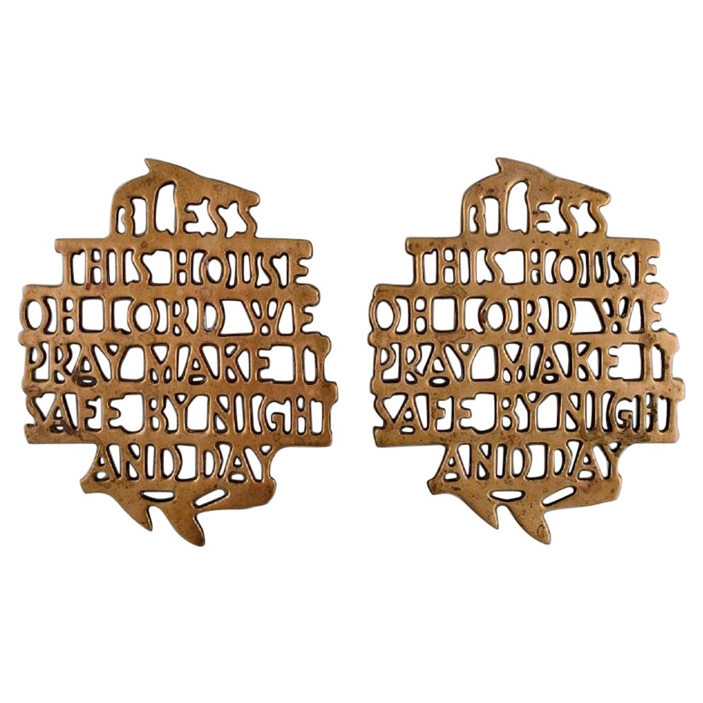 Estrid Ericson for Svenskt Tenn, Stockholm, Two "Bless this house" Trivets For Sale