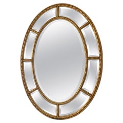 Mid-Century Neoclassical Gilt Wood Oval Mirror