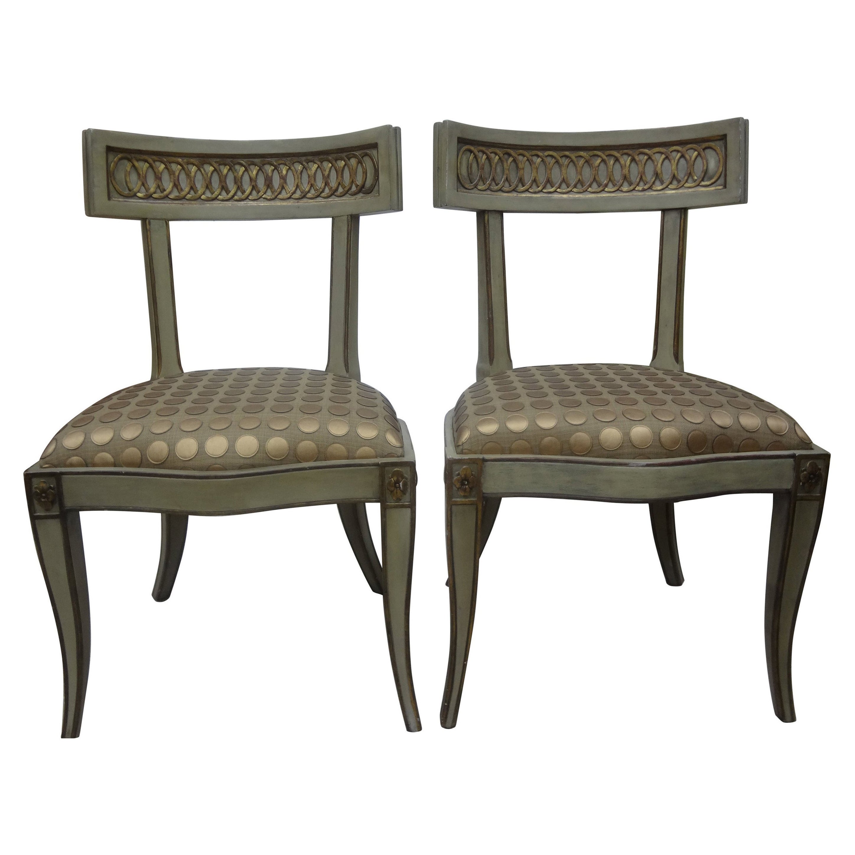 Pair of Italian Hollywood Regency Klismos Chairs For Sale