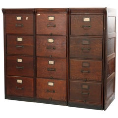 Antique Arts & Crafts Oak Triple Section Legal File Cabinets, Yawman Erbe, c1910