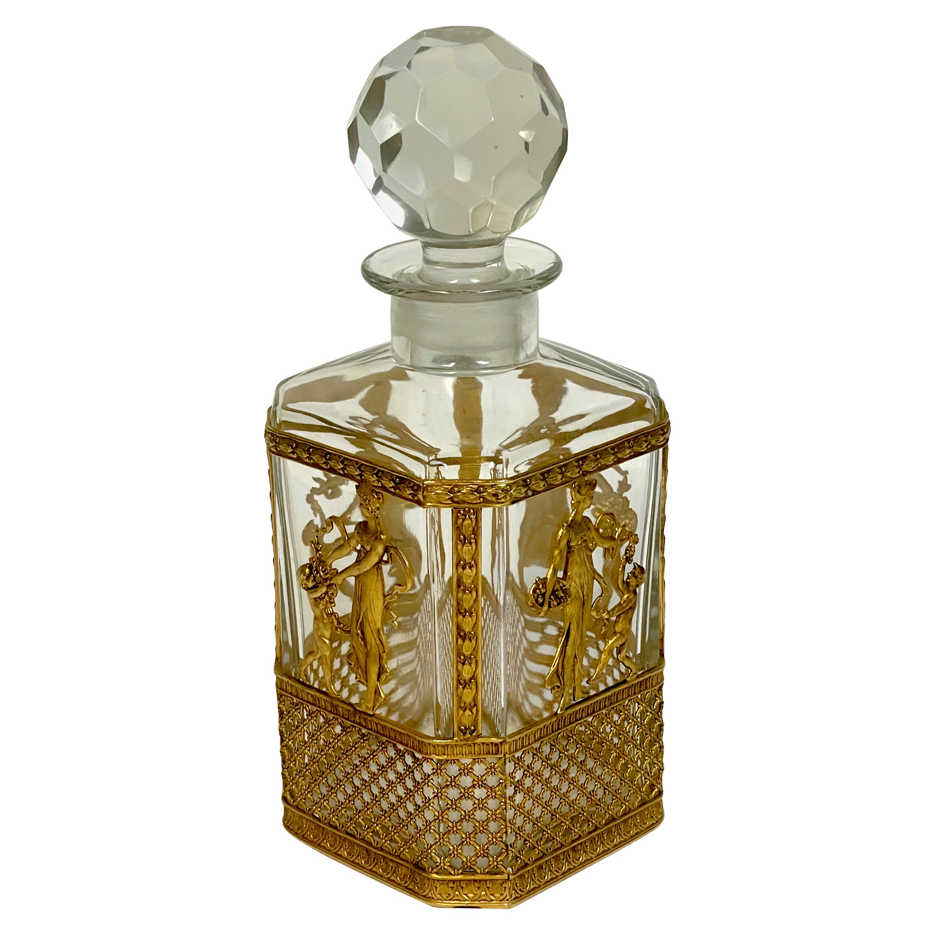 Empire Baccarat Style Ormolu Mounted Decanter For Sale