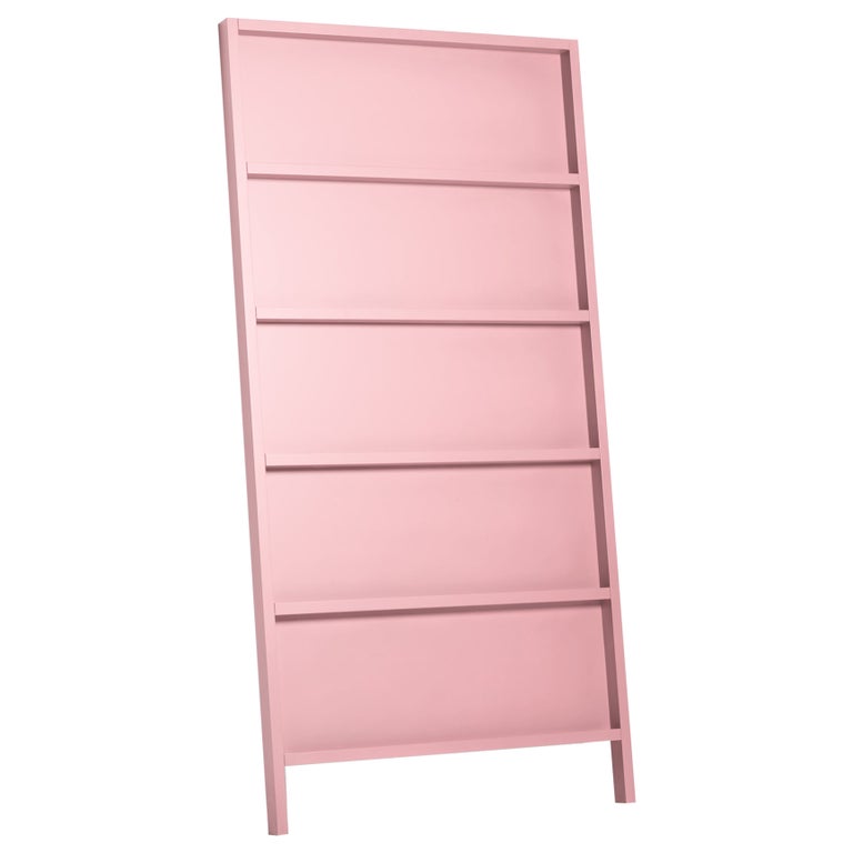 Moooi Oblique Small Cupboard/Wall Shelf in Light Pink Lacquered Beech For Sale