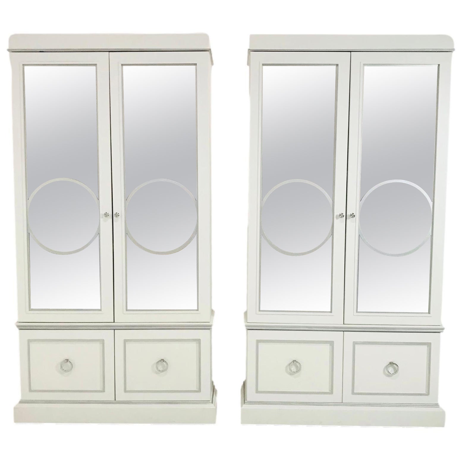 Pair of Mirror Front Curio Cabinets