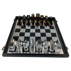 Vintage Lucite Chess Set in Travel Case