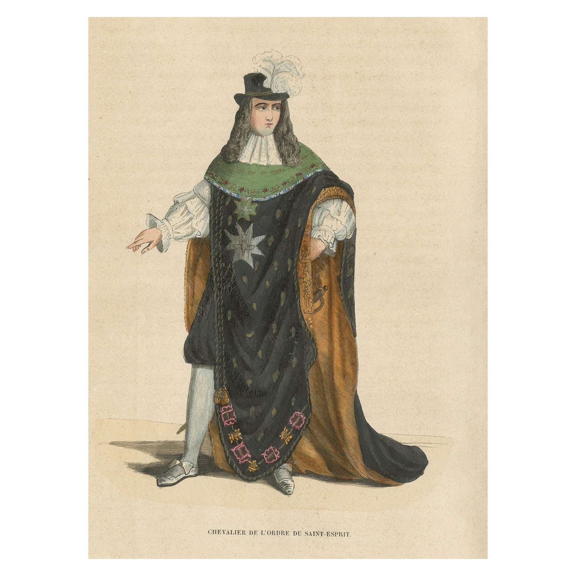 French Knight of the Order of the Holy Spirit in Ceremonial Robes, 1845 For Sale