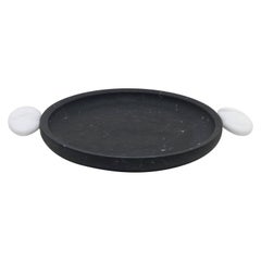 New Modern Serving Tray in Nero and White Marble, creator Matteo Cibic, Stock 