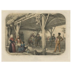 Old Print of 'Beugelen', One of the Oldest Ball Sports in The Netherlands, 1857