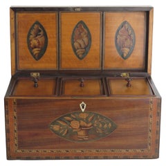 Antique 18th Century Sheraton Period Tea Caddy Mahogany Finely Inlaid, English circa 1785