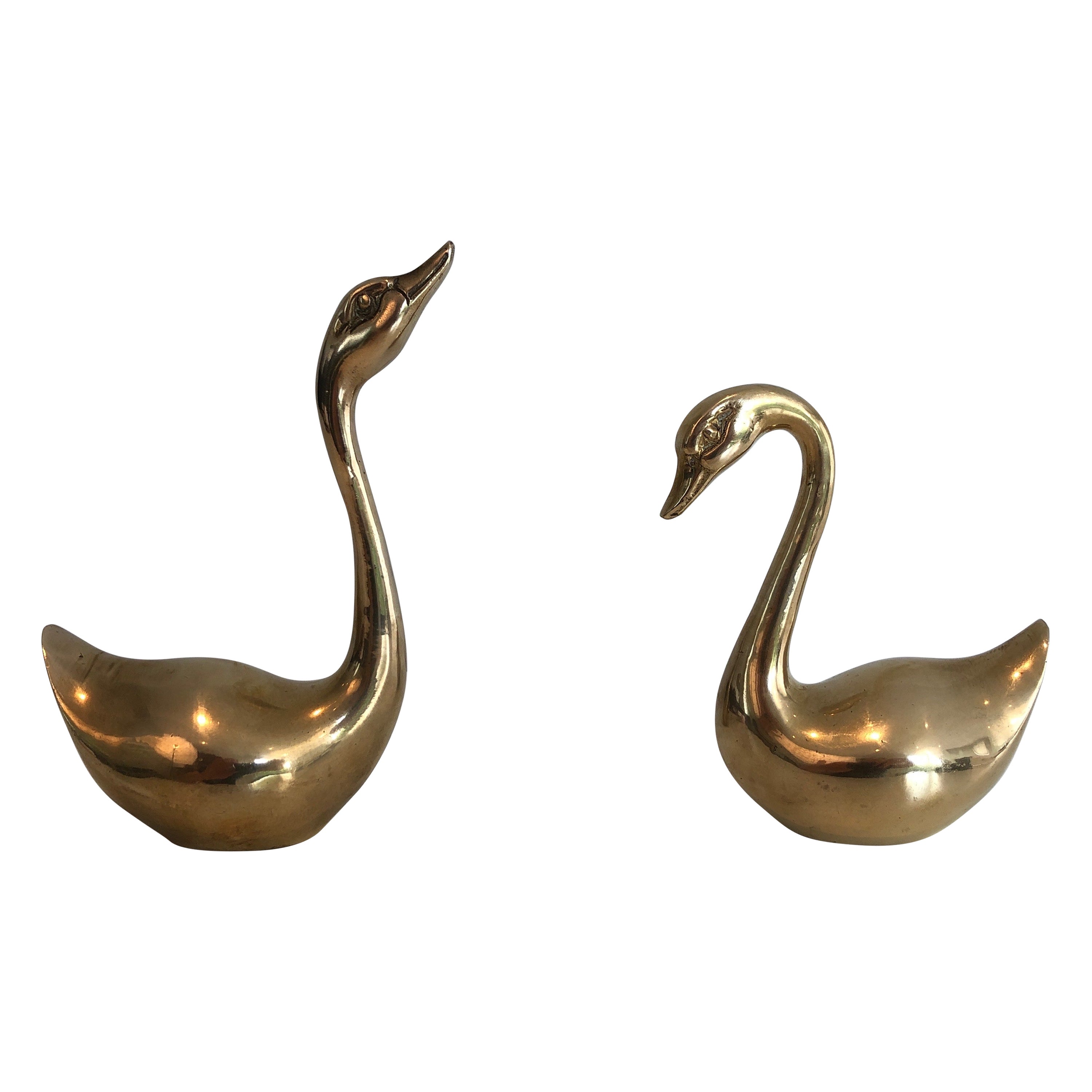 Paire of Brass Ducks, French, Circa 1970 For Sale