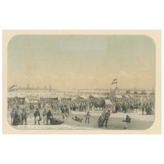 Print of An Ice Skating Scene on the River Maas, Rotterdam, Netherlands, 1855