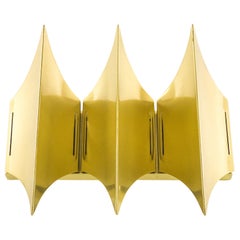 Vintage Sculptural Brass Wall Lamp Gothic III by Lyfa, 1960s