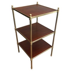 Three Tiers Mahogany and Brass Side Table by Maison Jansen