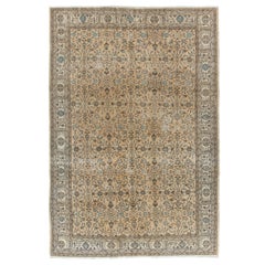 7.5x11 Ft Vintage Turkish Wool Rug with Floral Design. Handmade Oriental Carpet