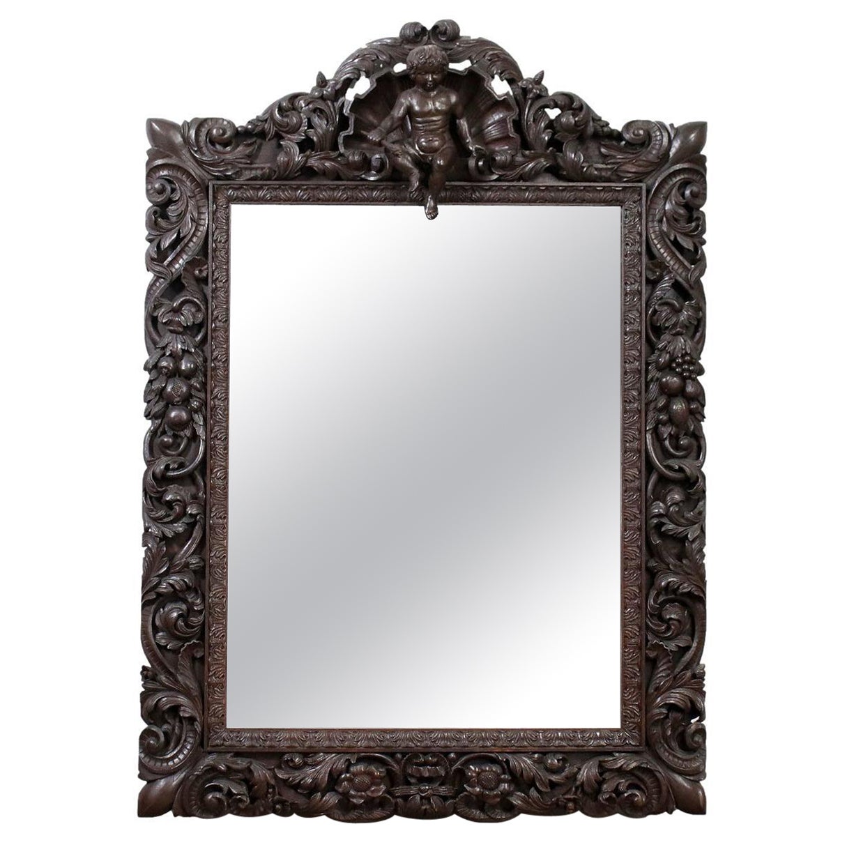 Neo Baroque Mirror Oak Italy XIX Century