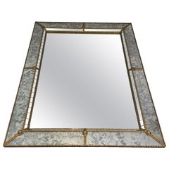 Multi-Facets Mirror with Brass Garlands, French, Circa 1970