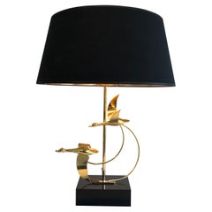 Vintage Flock of Wild Geese Brass Table Lamp, French, circa 1970