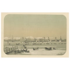 Activités de patinage sur glace près de Katendrecht et de Rotterdam, Pays-Bas, 1855