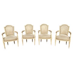 18th Century, Suite of 4 Louis XVI Lacquered Cabriolet Armchairs