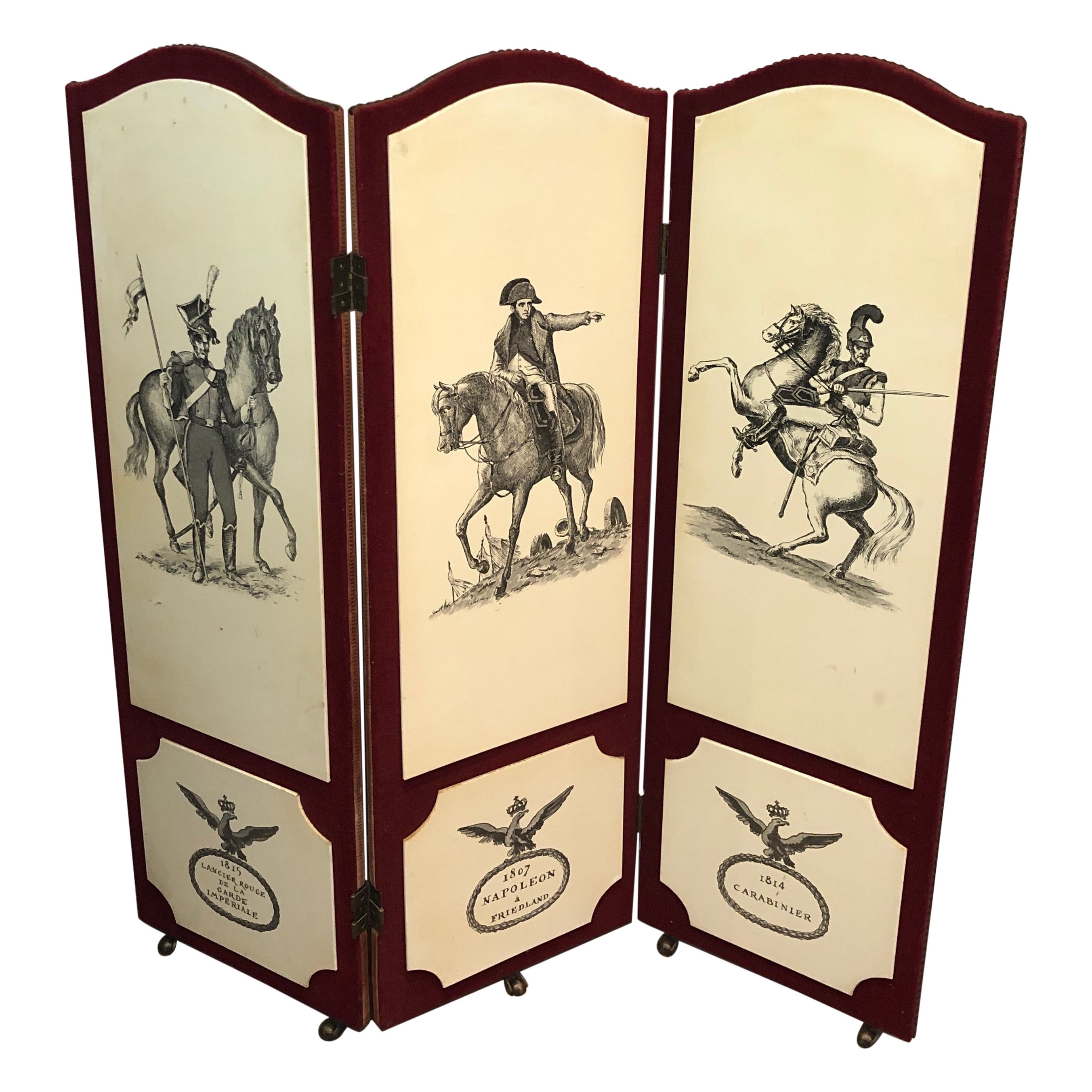 Decorative Napoleon Screen in the Style of Pietro Fornasseti, French Work, 1940s For Sale