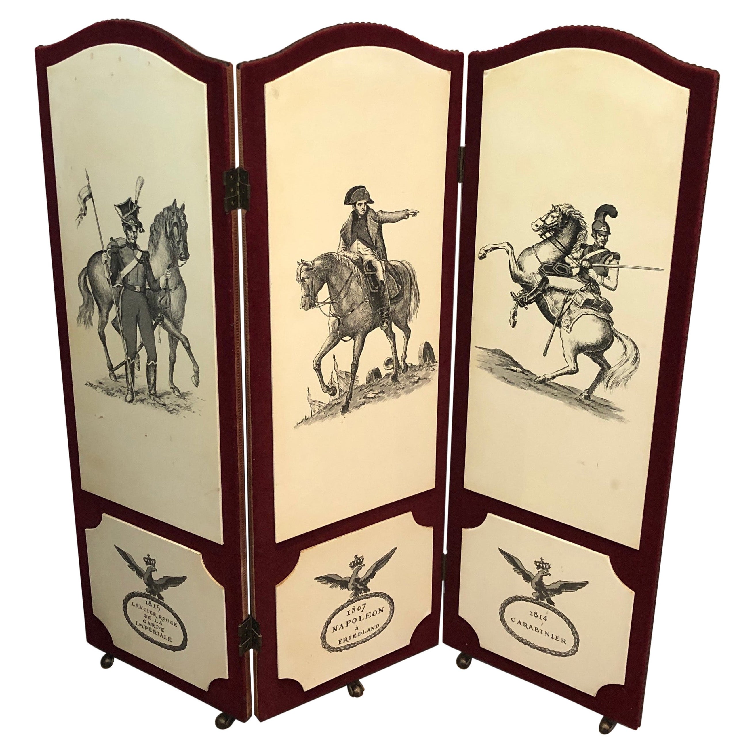 Decorative Napoleon Screen in the Style of Pietro Fornasseti, French Work, 1940s