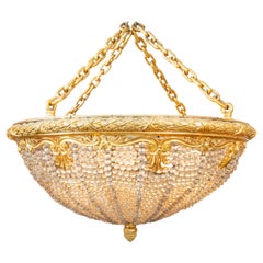 19th Century French Empire Crystal and Gilt Bronze Chandelier