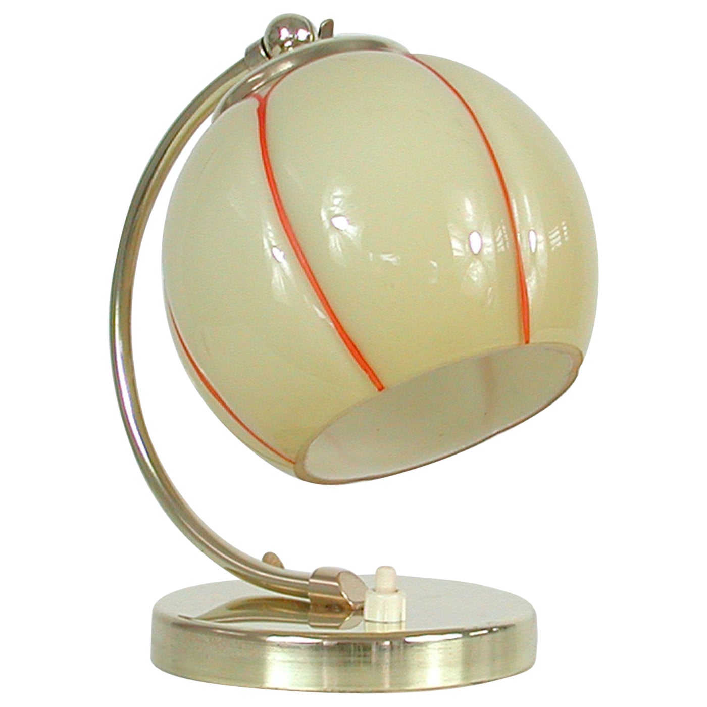 German Bauhaus Art Deco Brass and Opaline Table Lamp, 1930s