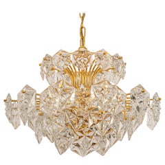 Stunning Huge Chandelier, Brass and Crystal Glass by Kinkeldey, Germany, 1970s