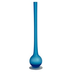 Rare Colorful Blue Carlo Moretti Satinato Murano Glass Pencil Vase